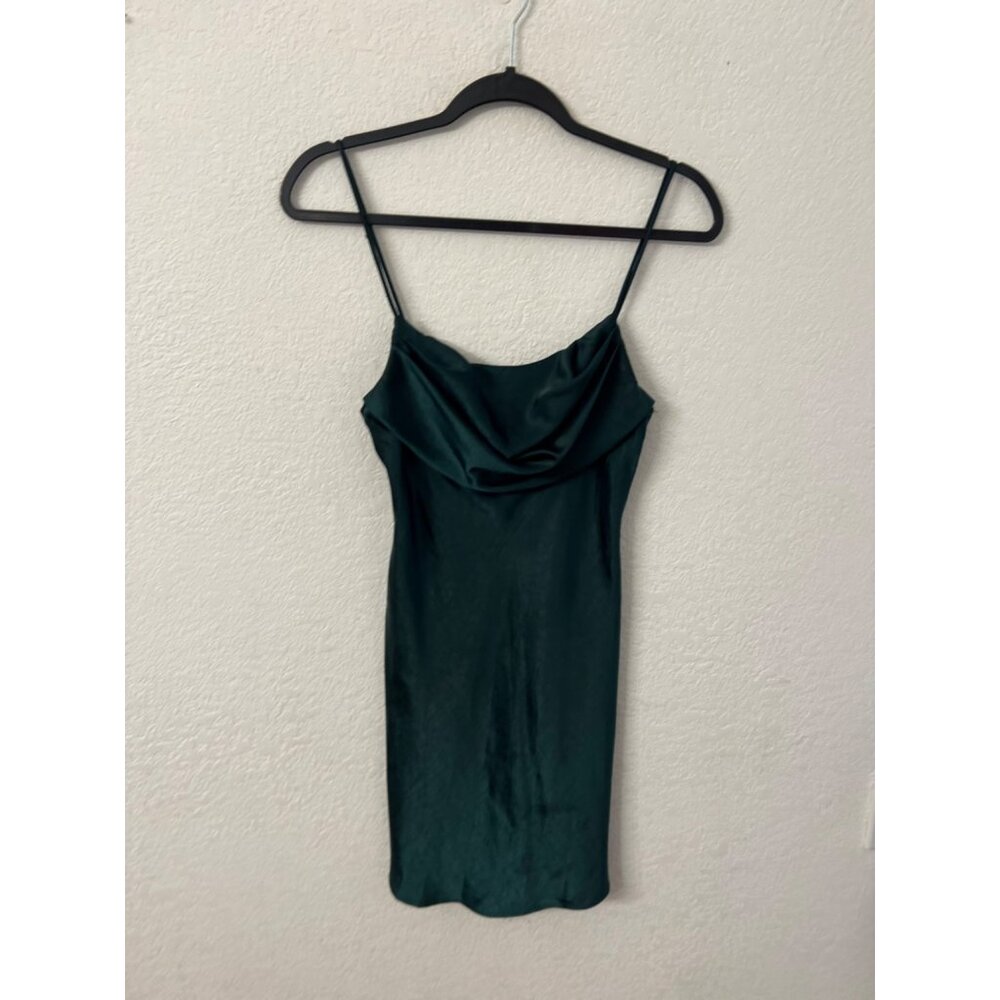 Saints + Secrets Dark Green emerald  Cowl Neck Mini Dress women size small